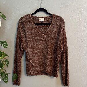 Universal Thread Marled Brown V-Neck Sweater